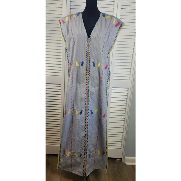 & Other Stories Dresses & Skirts - Paris Atelier & Other Stories Kaftan 6 Embroidered Cotton Pinstripe Resort Dress